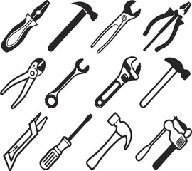 Tools icons set. Instruments signs collection. Vector