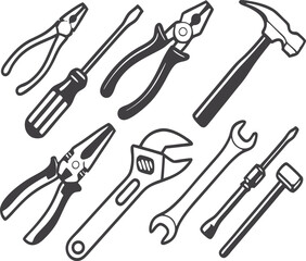Tools icons set. Instruments signs collection. Vector