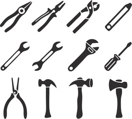 Tools icons set. Instruments signs collection. Vector