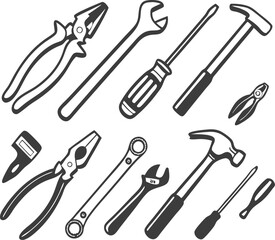Tools icons set. Instruments signs collection. Vector