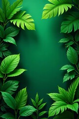 Lush greenery background with tropical plants, background, green