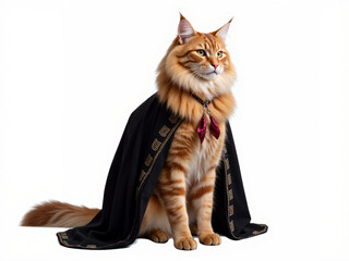 Obraz premium Cat in a cloak isolated on white background