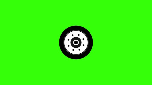 wheel rim tire spinning driving animated wheel spinning green screen 4k