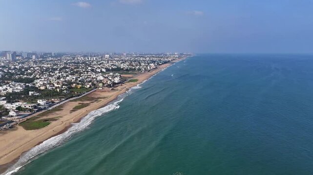 ECR Chennai Beach AERIAL VIEW Drone shots Tamil Nadu Coastline