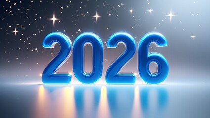 "Futuristic Happy New Year 2026 – Glowing Blue Cosmic Design"