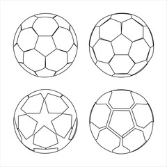 Obraz premium Continuous one line art drawing of World cup football ball design set outline vector illustration