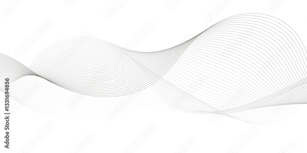 Poster thin wavy curve line vector background. curve wave seamless pattern background. black and grey wave 