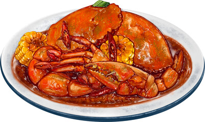 Crab in Oyster Sauce Illustration