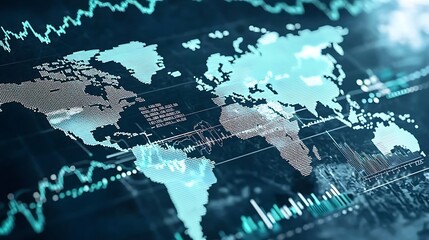 Global financial trends analysis data visualization digital world informative analytical insights