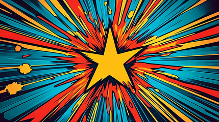 Fototapeta premium Starburst Explosion with Yellow Star and Radiating Lines