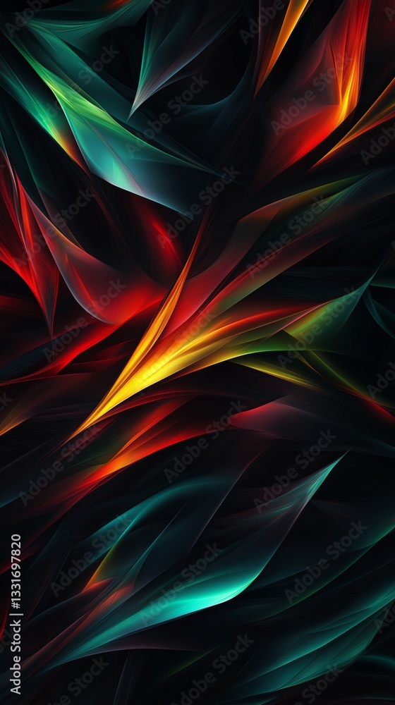 Poster abstract colorful fractal art with vibrant flowing lines. generative ai
