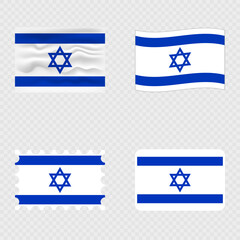 Israel national flag in four different styles.