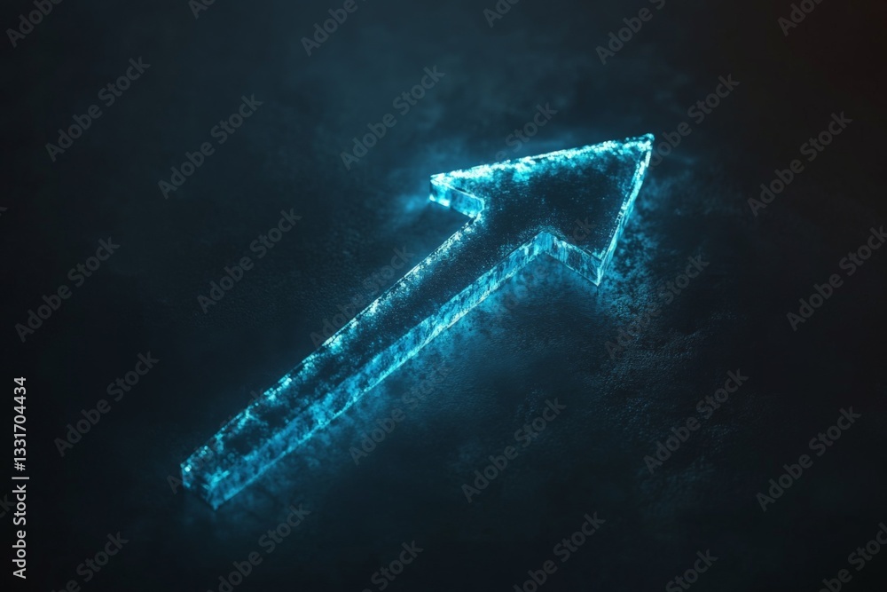 Aufkleber glowing blue arrow symbolizing progress and direction against a dark background