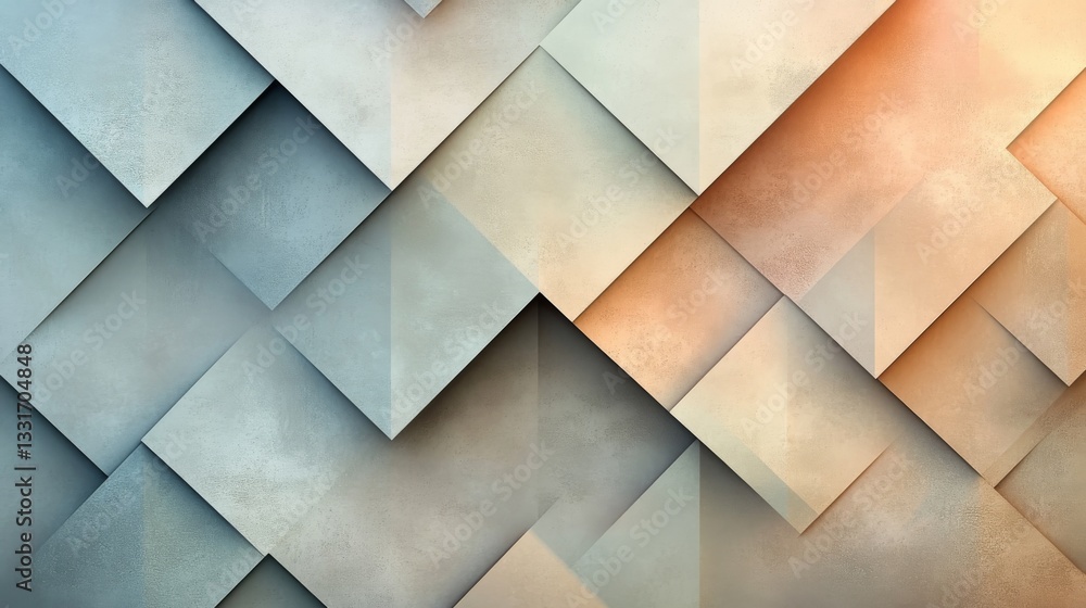 Poster geometric shapes are arranged in a three dimensional pattern