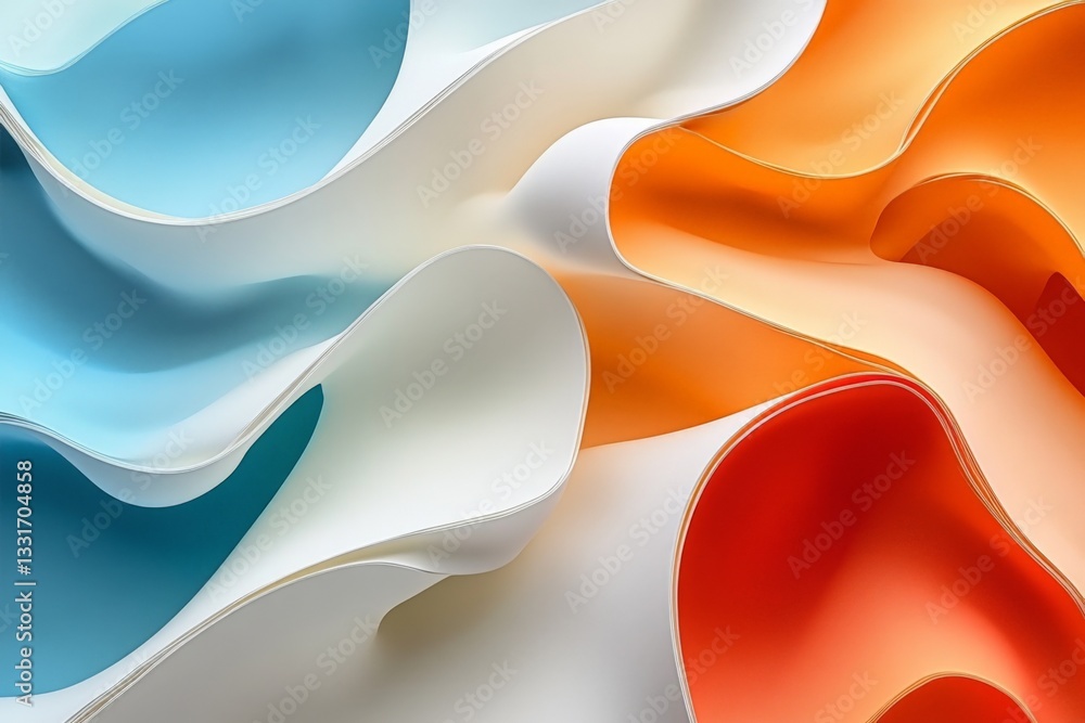 Poster Colorful abstract waves create a dynamic visual interplay of light and shadow in a captivating design