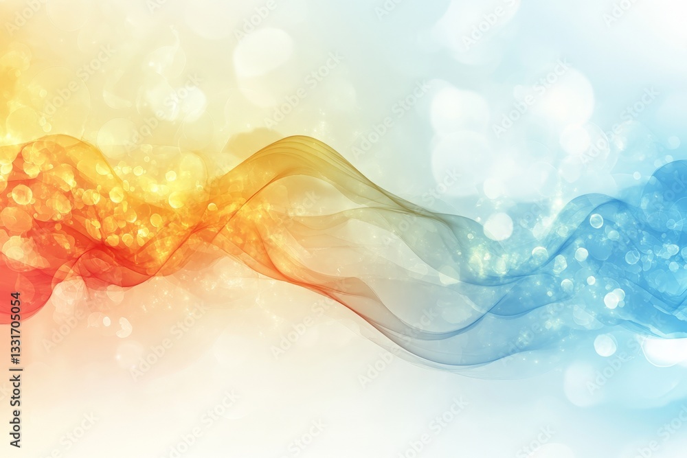 Poster colorful waves of light create a vibrant abstract design in a blend of orange and blue hues