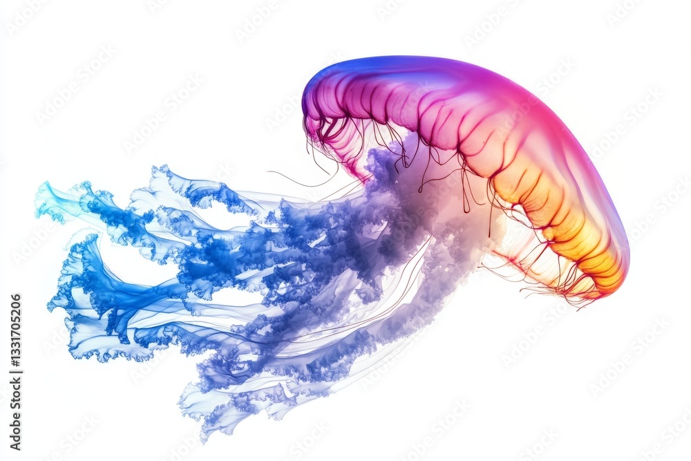Aufkleber stunning jellyfish gracefully drift in colorful underwater display with vibrant tentacles flowing in
