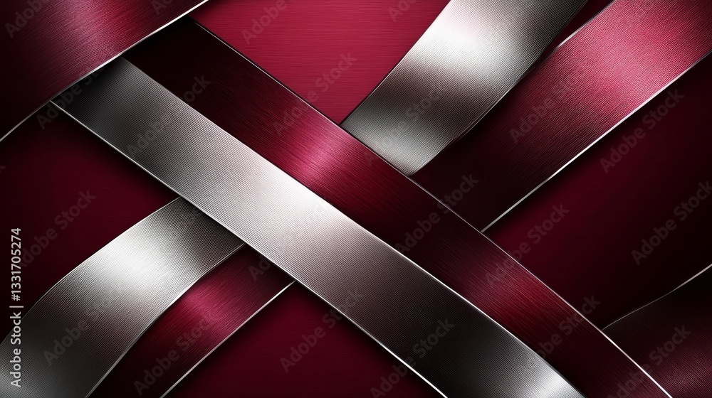 Poster abstract pattern featuring metallic bands over dark red background