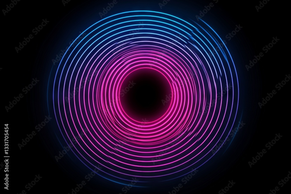 Poster colorful concentric circles create a hypnotic effect in a dark background, showcasing vibrant neon s
