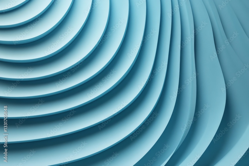 Poster Patterns of curved layers create a soothing visual in soft blue tones