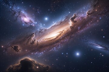 Fototapeta premium Ethereal Galaxy: A Panoramic View of the Universe with Stars and Nebulae