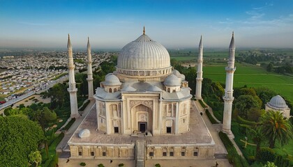 Naklejka premium Generated image Bird’s-eye view of the Saadian Tombs, showcasing the ornate architecture and surrounding