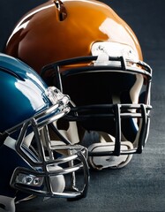 Fototapeta premium Generated image blank American football helmets, helm background or wallpaper 