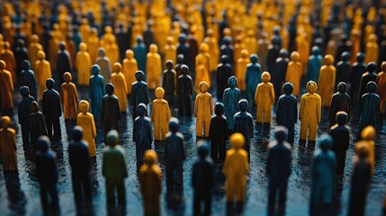 Obraz premium Dense crowd of stylized figures, various colors
