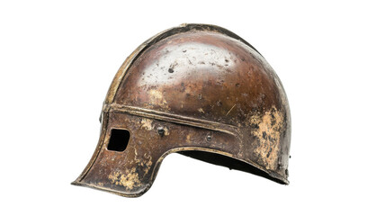 Fototapeta premium Historic military helmet showcasing wear and age from past battles, representing a significant era in warfare