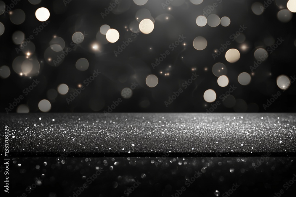 Fototapete Shimmering surface with soft glowing lights creating a festive atmosphere in a dark setting
