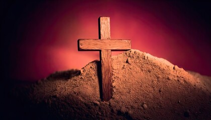 Holy Week Cross with Ash Wednesday and Lent Season Symbolism &ndash; Vintage Religious Image