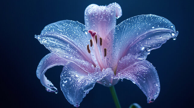 Frozen pink lily flower