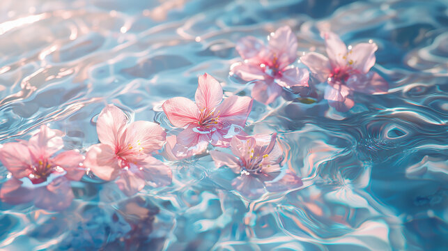 pink flowers in water