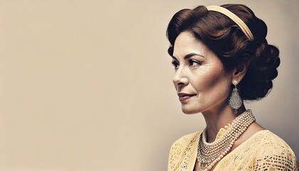 Vintage-Style Female Portrait &ndash; Timeless American Illustration for Designs