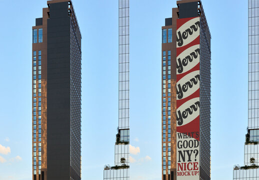 Modern Urban Building Mockup Showcasing  New York City Skyline