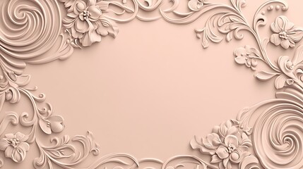 Detailed beige floral ornamental designs framing a central empty space