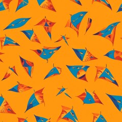 Fototapeta premium Art Thai Kites Perspective Blue Vibrant Kite Shapes