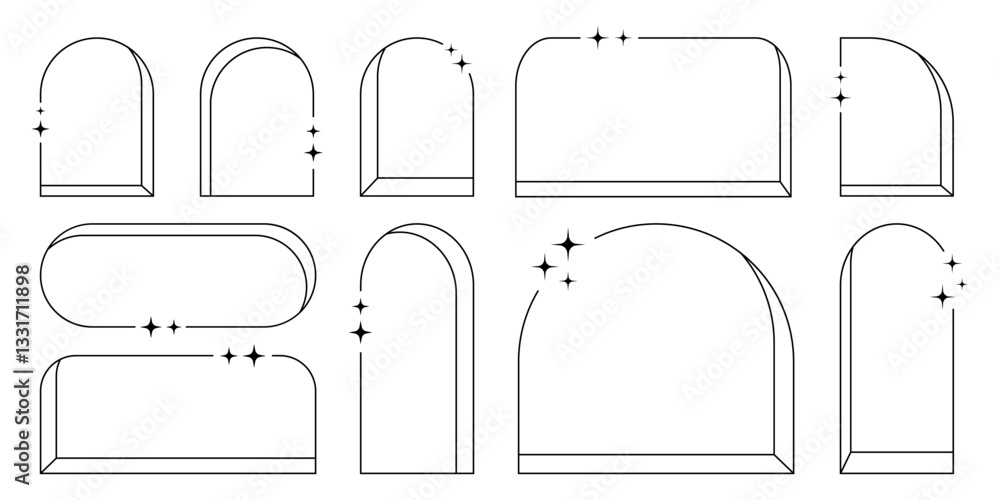 Canvas Prints line abstract frames, arch windows with blinks, decorative graphic elements and backgrounds. vector 