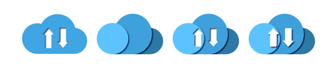 Set of paper cut cloud data icons vector illustration