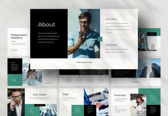 Modern Business Presentation Layouts With Black and Teal Color