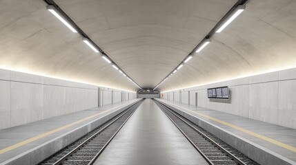 Fototapeta premium Empty Subway Tunnel Platform