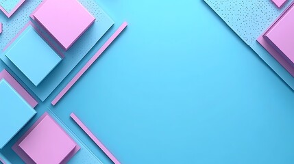 Geometric abstraction with layered squares and vibrant blue background