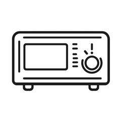 Obraz premium Minimalist microwave oven icon in black and white. Kitchen appliance line drawing for home essentials