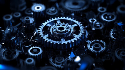 Close-up of worn metal gears with scratches and oxidation