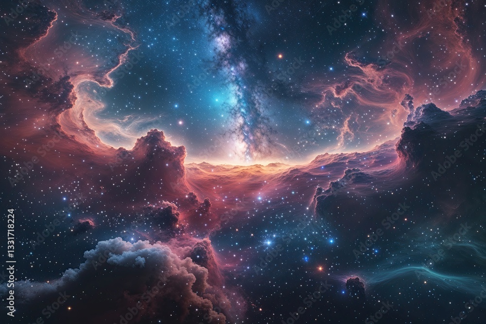Poster deep space nebula and star field background - 360 hdri equirectangular environment map