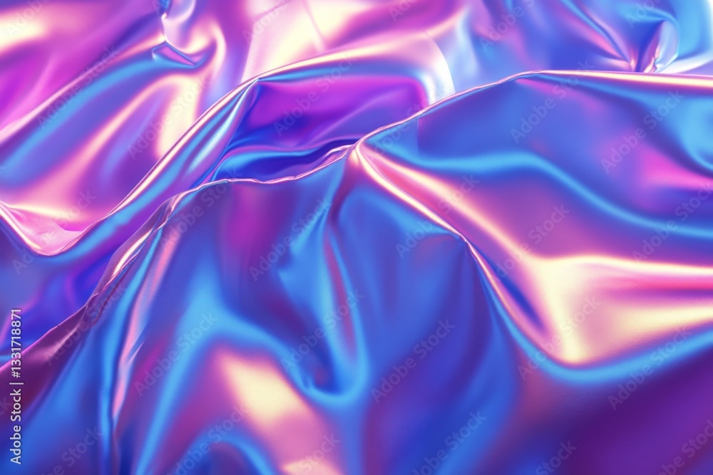 Leinwandbilder Colorful waves of silk fabric create a vibrant and smooth texture under soft light in a close-up view