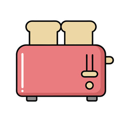 Minimalist Kitchen Toaster with Bread Vector Illustration.