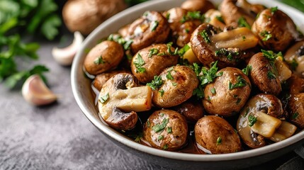 Fototapeta premium Garlic and Herb Marinated Mushrooms