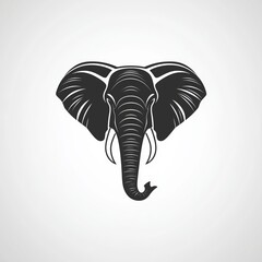 Black and White Elephant Head Illustration