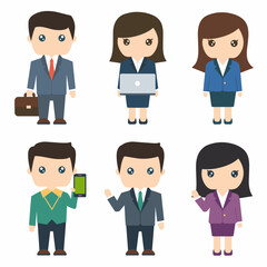 Vector kawaii-style business icons on white background – Perfect for branding, office culture, or creative marketing materials.